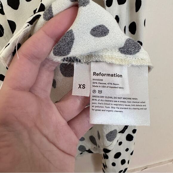 Reformation Annaliese Polka Dot Button Front Top XS - Picture 4 of 6